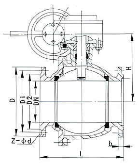 Q347H-16CӲ�ܷ�̶�ʽ���y��Ҫ�B�ӳߴ�D
